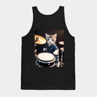 Drummer cat - Modern digital art Tank Top